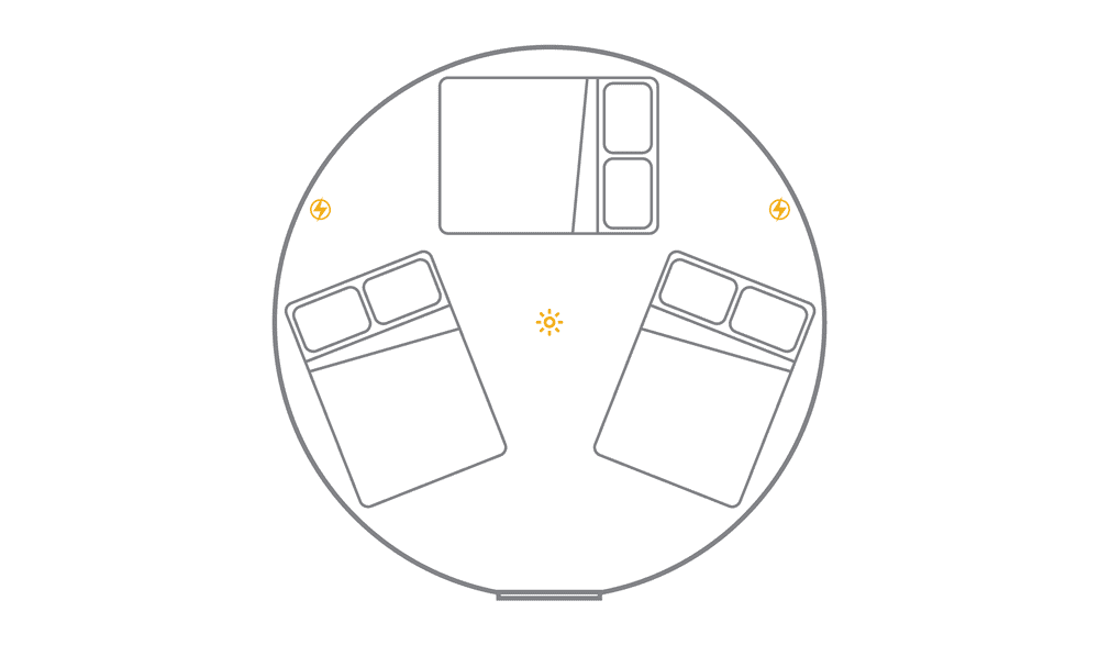 16ft yurt layout - 3 x double