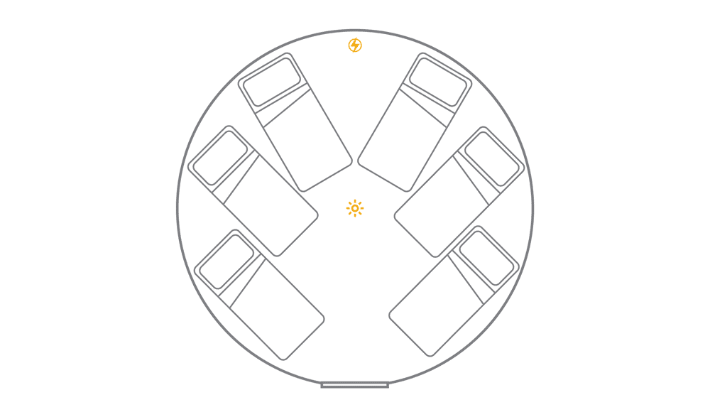 16ft yurt layout - 6 x single