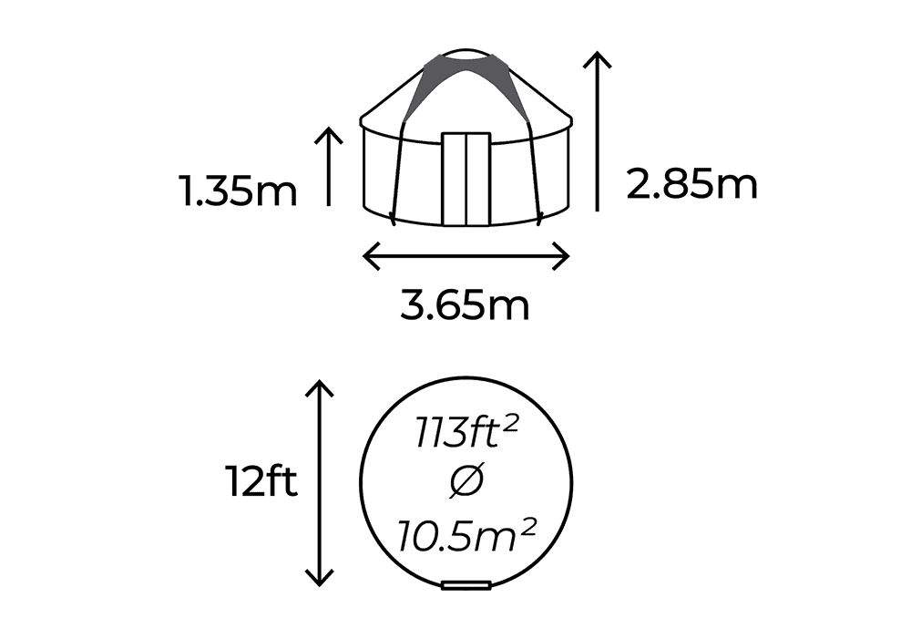 12 foot yurt dimensions illustration