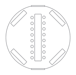 24 foot yurt with 16 people seated layout