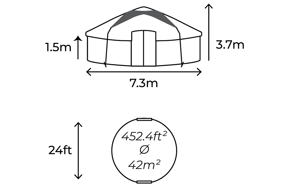 24 foot yurt dimensions illustration