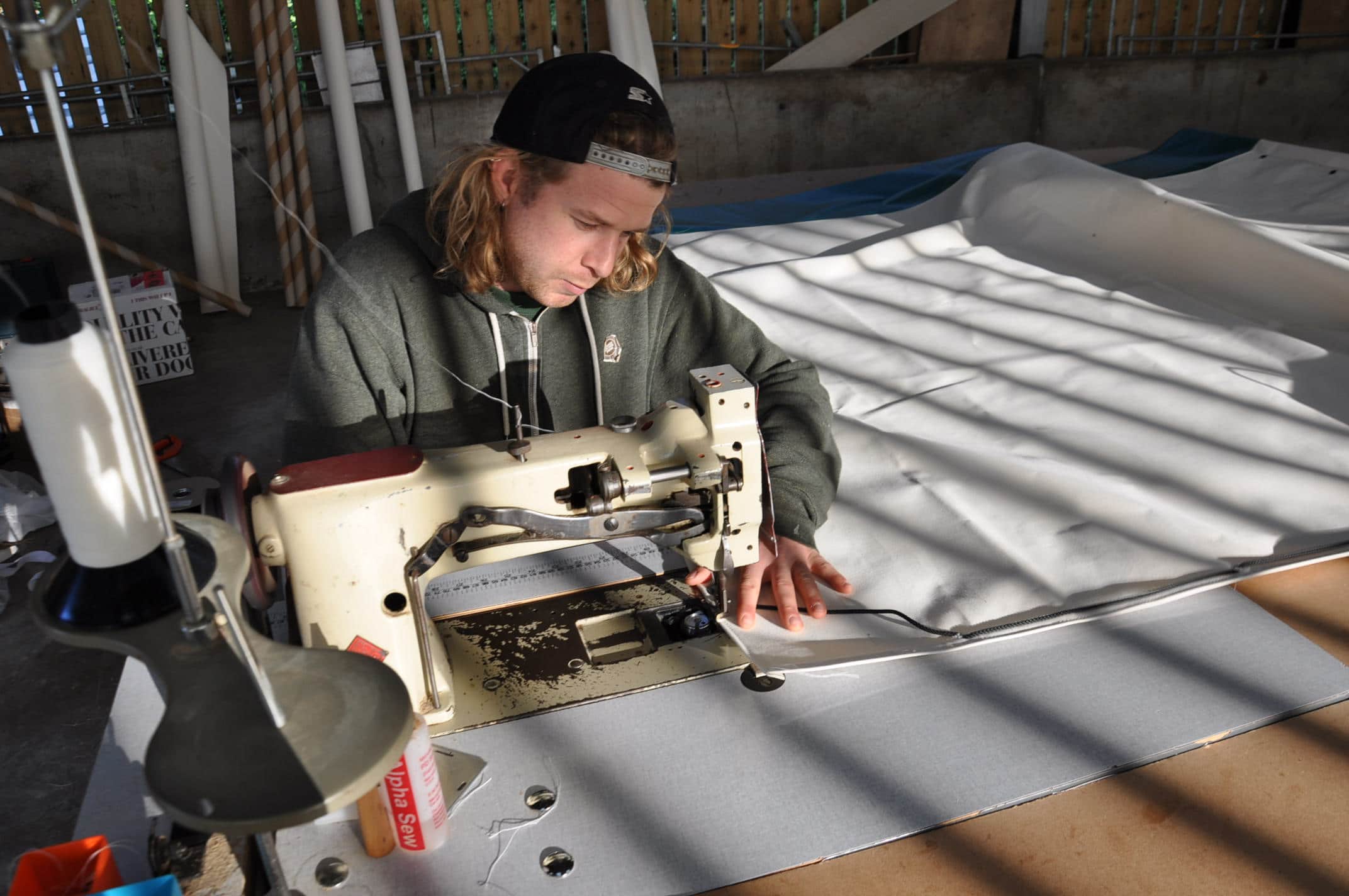 Sewing yurts at the worskhop