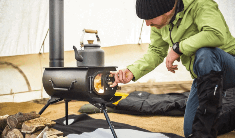 stove heating in a yurt