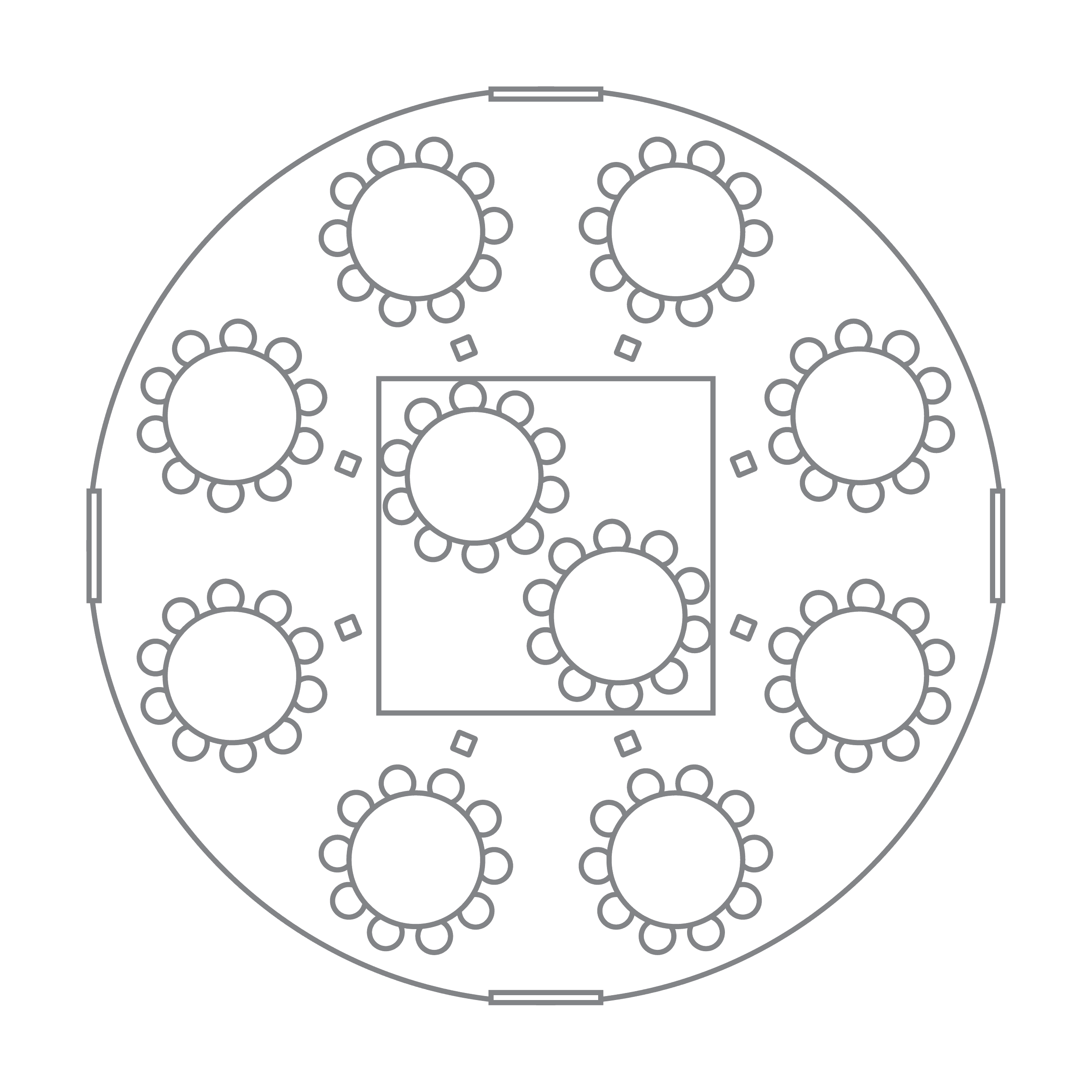 42 foot yurt 100 seated layout