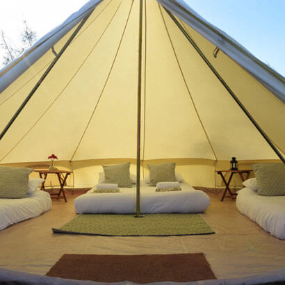 Red Rooster festival accommodation in bell tents
